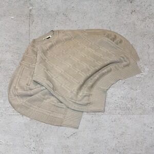 Mens vintage Y2K grandpa style causal 90s cream knitted sweater size Large